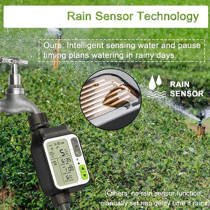 Garden Automatic Irrigation Water Timer With Rain Sensor 3 Separate Programs Irrigation Controller Watering System