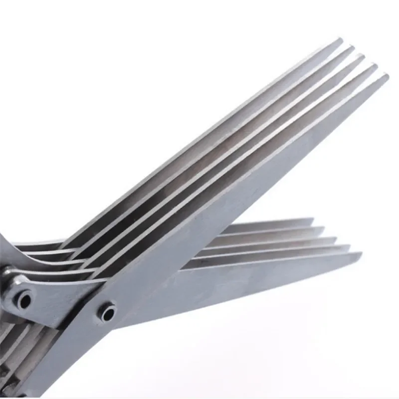 Multi-functional Stainless Steel 3/5 Layer Kitchen Scissors Pepper Shredded Chopped Scallion Cutter Laver Cut Cooking Tool