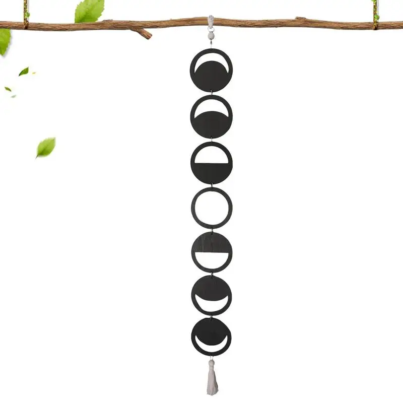 

Moon Phase Wall Decor Decorative Chic Handwoven Wall Art Moon Phase Wall Hanging Decoration Wooden Bedroom Wood Wall Decor