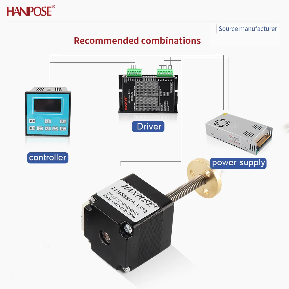 고정밀 스크류 스테퍼 모터, 소형 리니어 스크류 모터, T자형 너트 NEMA11 모델 11HS2810, 토크 0.08N. m