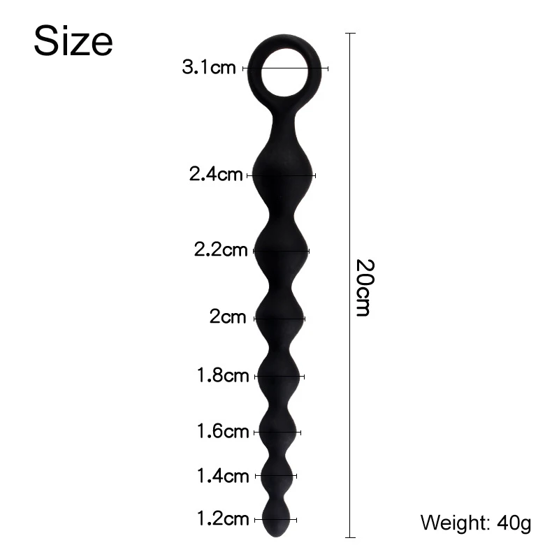 Anal 20CM Silicone Beads Prostate Stimulator Ball Butt Plug Anal Plug 18+ Adult Women Men Couple Flirt Gay_voghion.com