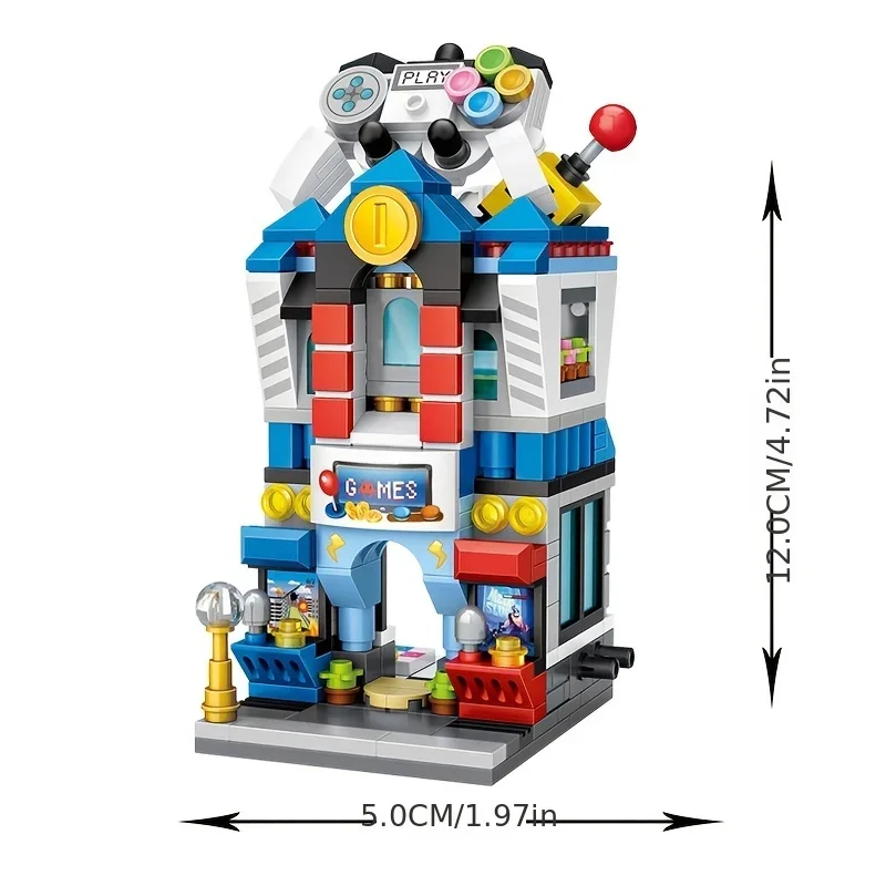 Mini Street View Game Hall Toy Store, Candy Store Nut Store, Building Blocks ,Christmas and Thanksgiving Gifts