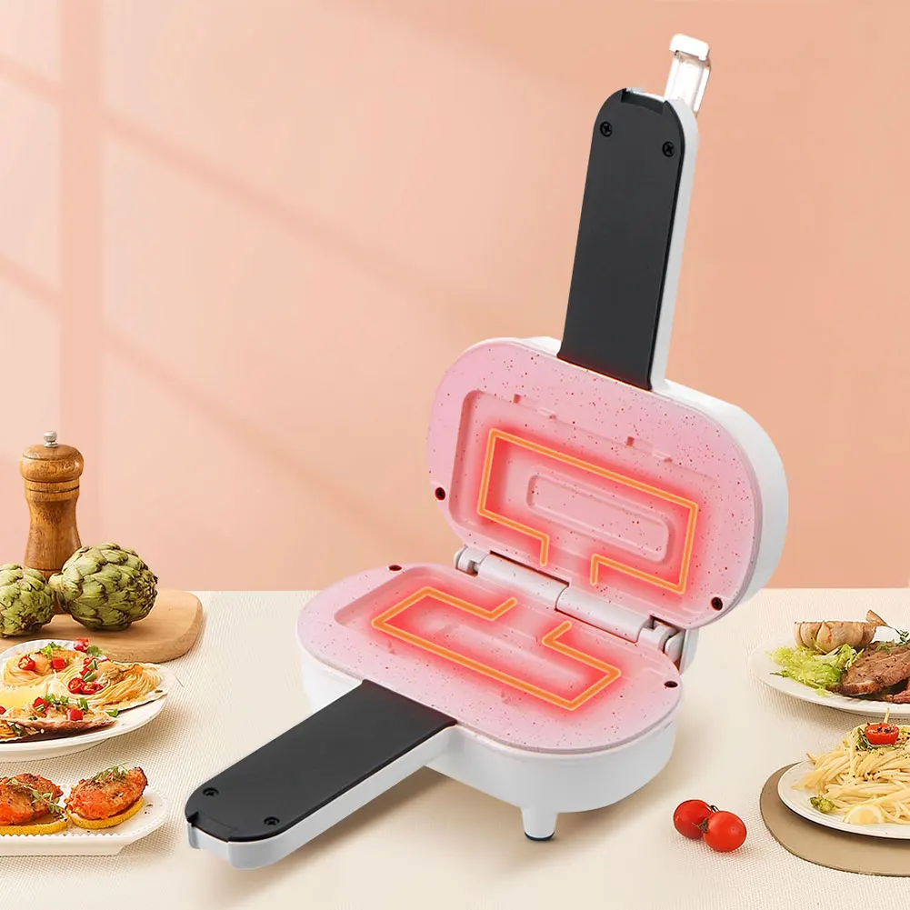 Sandwich Maker Bread Hot Dog Toaster Spill Proof Panini Press Double Sided Sandwich Making Machine Non Stick for Breakfast Maker