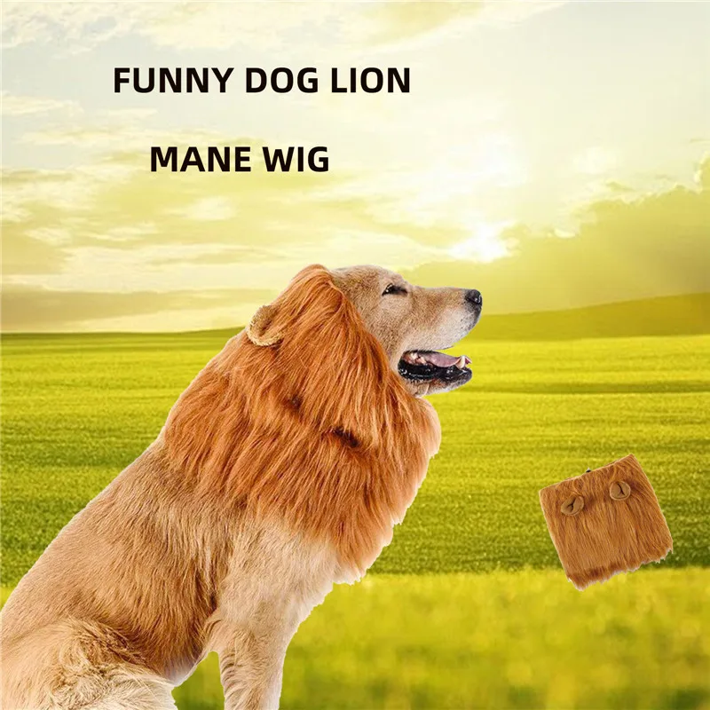 Lion Mane Wig for Dog and Cat Pet Fancy Dress up Dog Wig with Ear Lion Mane Costume for Dog Washable Comfy Lion Hair Dog Clothes
