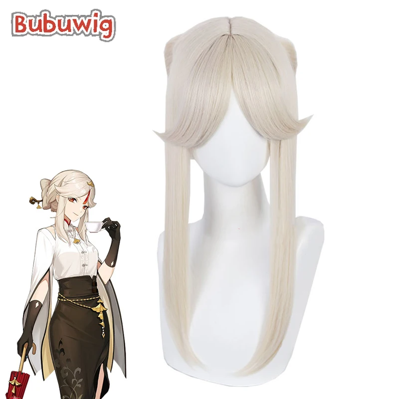 Bubuwig Synthetic Hair Ningguang Cosplay Wigs Genshin Impact Pizza Hut Ningguang 53cm Women Long Blonde Wig Heat Resistant bubuwig synthetic hair genshin impact traveler aether cosplay wigs 65cm long straight blonde party braided heat resistant