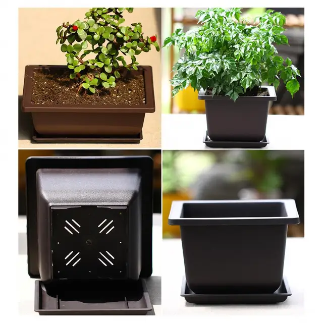 Zamatos Virág Edény Négyzet Alakú Téglalap Műanyag Bonsai Virágpot Kerti Szerszám - Image 6