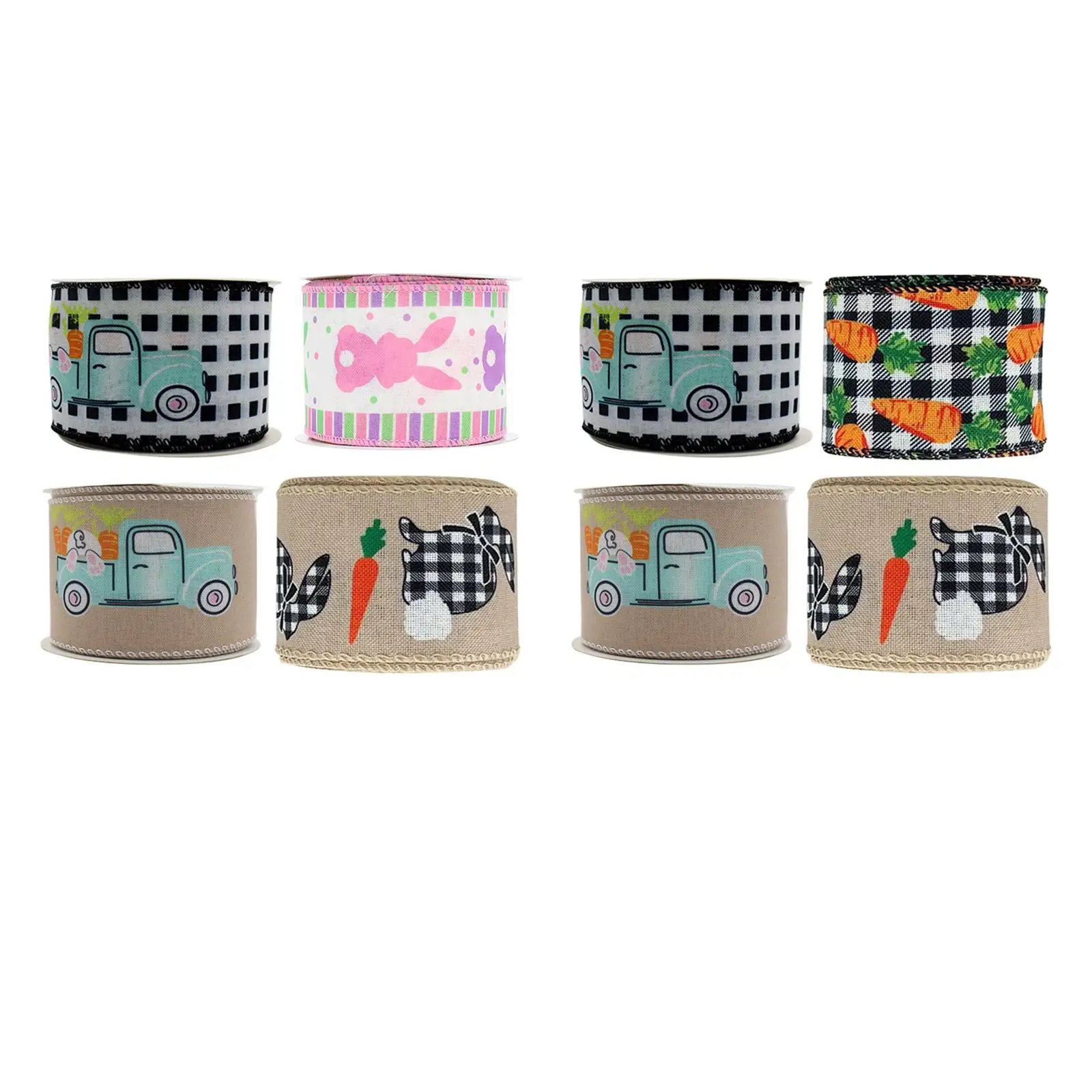 

Пасхальная лента, 4 рулона, 5 ярдов, 2-1/2 дюйма, декоративная лента с принтом на пасхальную тему для украшения вечеринки, поделок, упаковки подарков, банта для волос