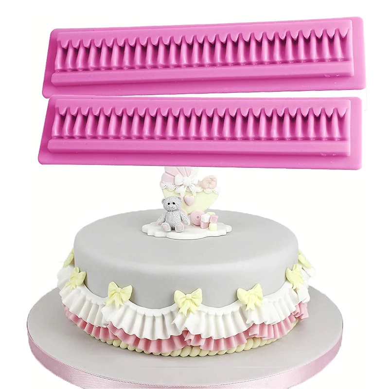 Kuchen Grenze Fondant Form plissierte Spitze Wellen Schimmel Rock Rüschen Scrunch Sugar craft Baby party Küche Zubehör Gebäck Werkzeuge – Detail 1