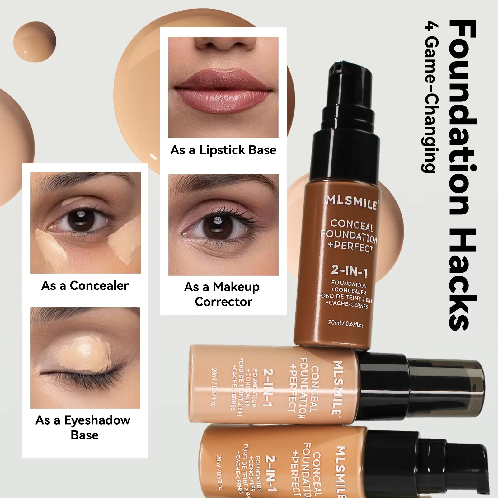 Powder Foundation Waterproof 6 color long-Lasting Moisturing Sweat resistant Oil-control concealer