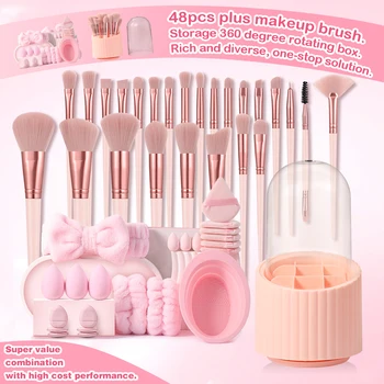 48PCS Makeup Tools:25PCS Makeup brush set+4PCS Makeup Tools+18PCS Makeup Sponges+1 storage bucket 1
