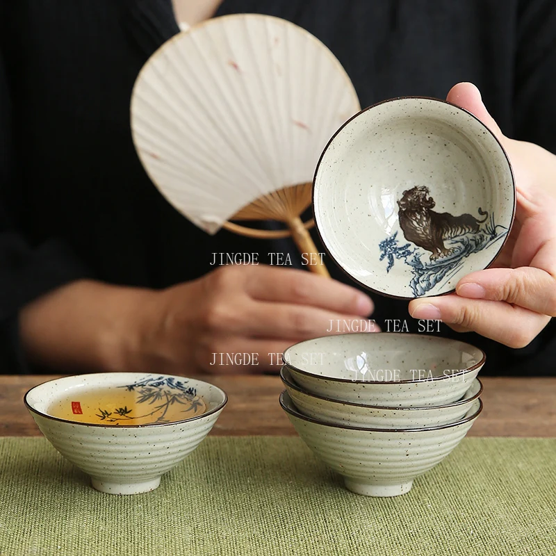 Ceramic Tea Cup Home Master's Tea Cup Chinese Hand-painted Tea Cup Blue and White Porcelain Drinking Utensils Teaset Accessories