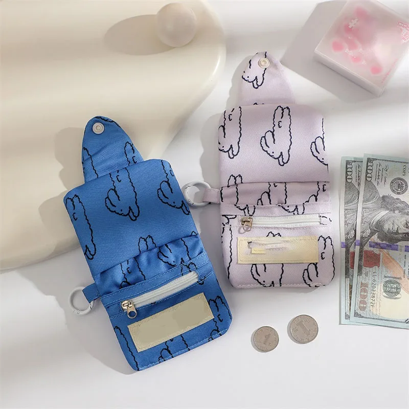 Chic Korean Floral Mini Wallet with Multi Pockets and Hook – Stylish Coin Purse & Card Holder