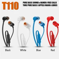 New T110 3.5mm Wired Earphones True Stereo Music Deep Bass Earbuds Sports Headset In-line Control Handsfree with Microphone 1