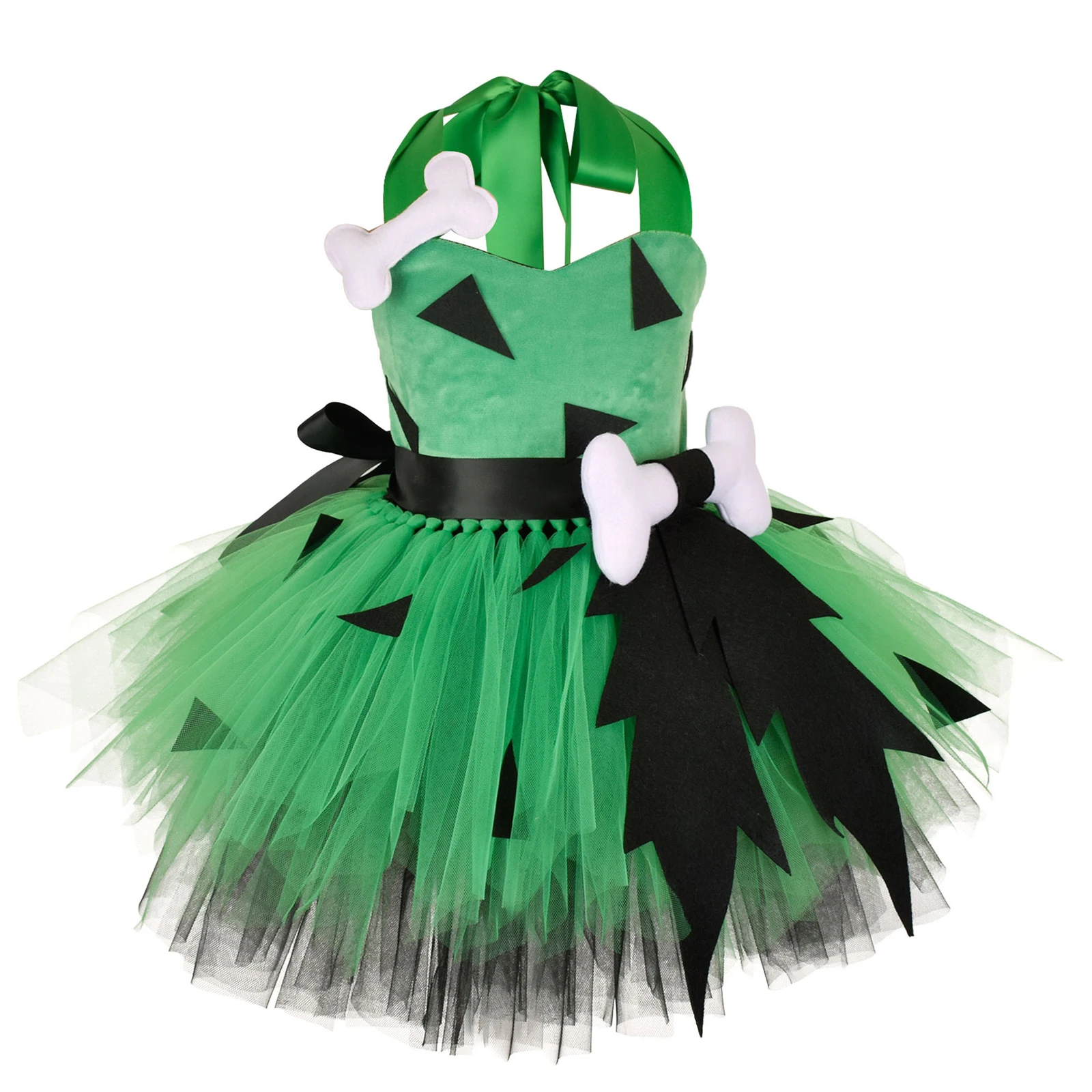 Toddler Kids Caveman Costume Girls Halloween Dog Bones Historical Cavegirl Tulle Dress Dance Party Headband Cosplay girls dress,kids clothes,children dance suit