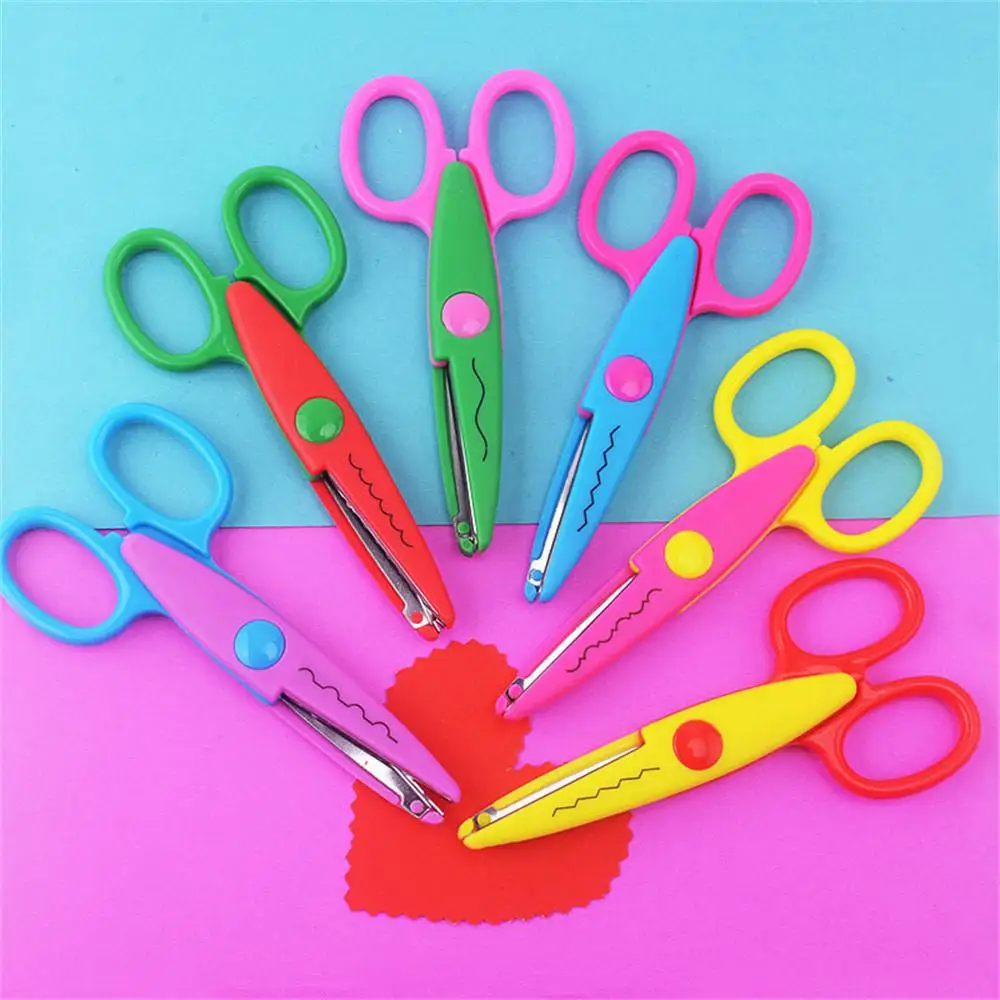 Stationery Scissors Accessories Tools Plastic Binding Lace Cutting Creativity Household Hand Scissors Tools And Gadgets Safety Scissors Curved Edges