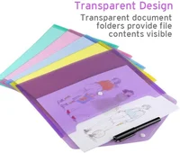 10/5pcs A4 Folders Plastic Envelopes Clear File Folder for Document Poly File with Label Pocket Snap Button for Office Organizer 5