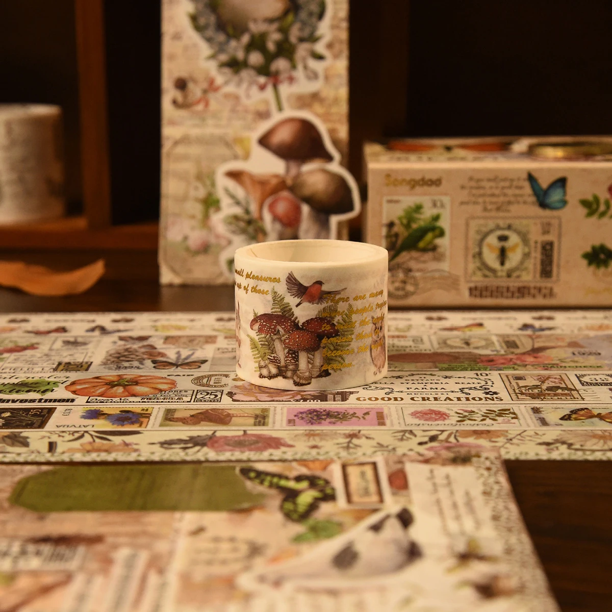 8Pcs Retro Washi Tapes Scrapbooking Supplies Washi Tape Gold Foil Decorative Adhesive Tape Diary Decoration Set