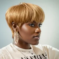 Perruque coupe lutin perruque de cheveux humains courte perruque entièrement faite à la Machine cheveux raides pour les femmes 1