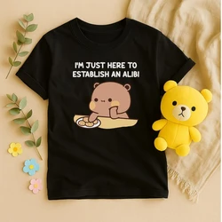 Bubu and Dudu Bear Couple Graphic Summer Cotton T - Shirt - Unisex Streetwear Short - Sleeve Top - XXL (26522 - B)
