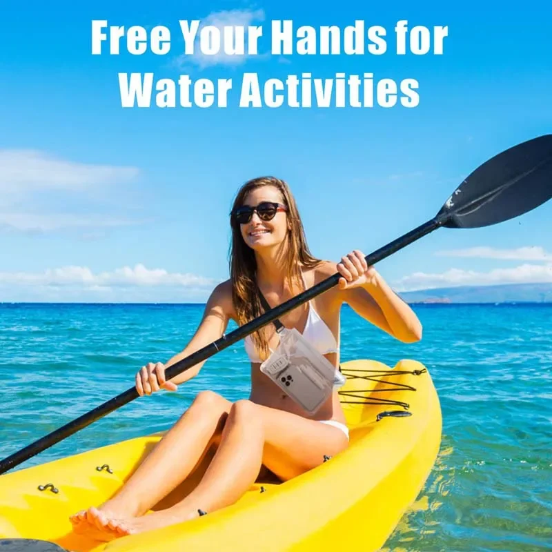 PVC Waterproof Mobile Phone Bag Valuables Belt Bag for Beach Swimming Snorkeling with Adjustable Waist Strap Dry