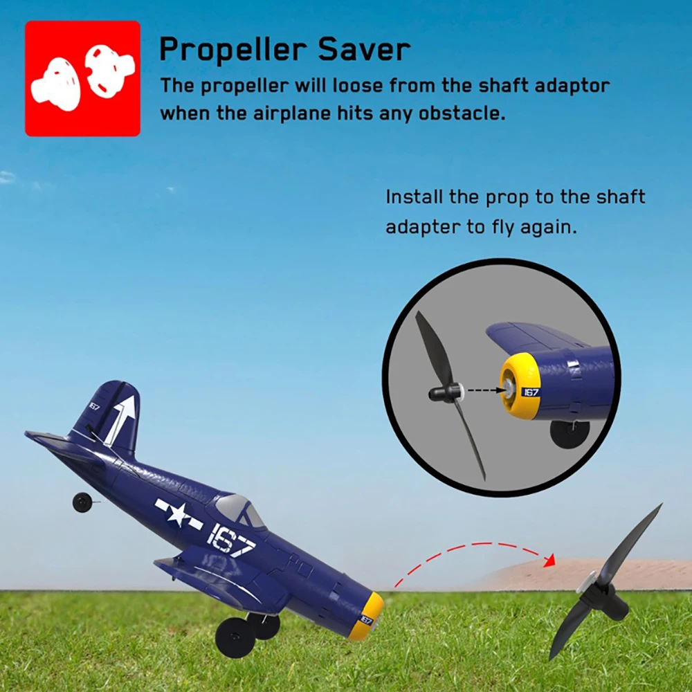 2/4PCs 5.2inch Propeller And Prop Saver Set - For VOLANTEXRC 761-8 F4U Corsair / 761-9 T28 Airplane Air Plane Spare Parts 19