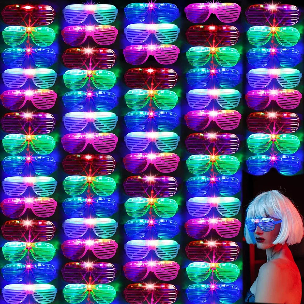 

10/20/50 Pcs Glow In The Dark Party Glasses Light Up LED Glasses Neon Party Favors Sunglasses for Kids Adults Birthday Christmas