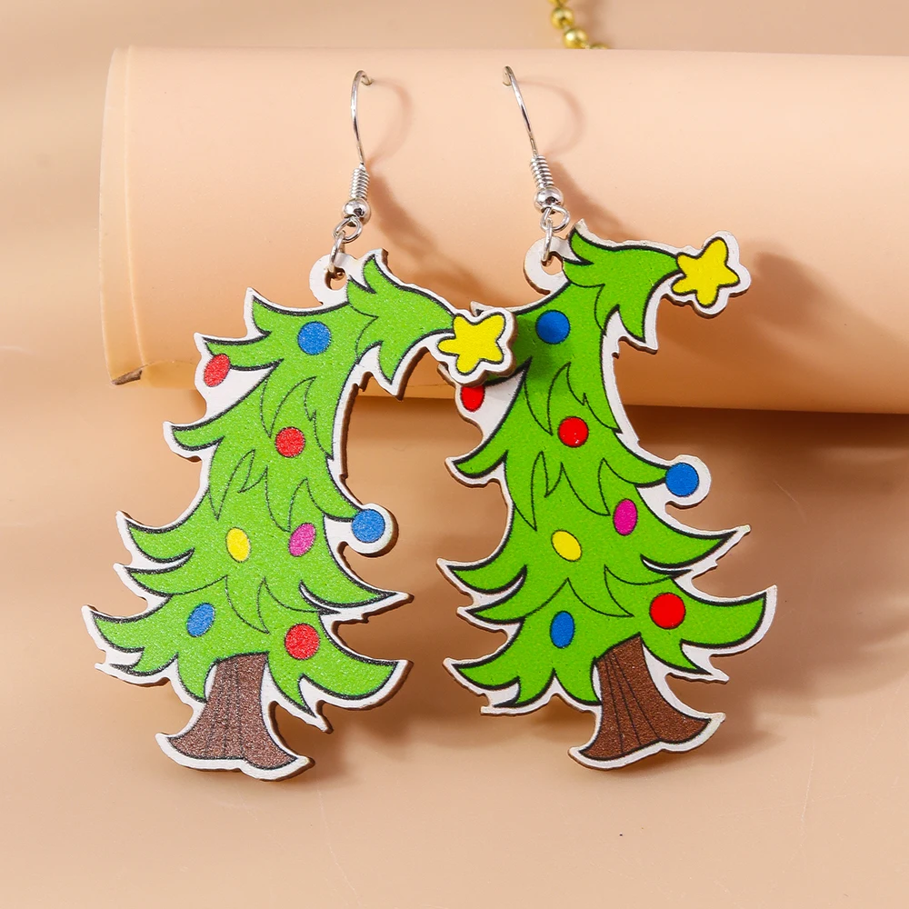 Aihua Neue Weihnachtsohrringe aus Holz für Frauen, niedlicher Weihnachtsmann, Schneemann, Schneeflocke, Hirsch, Baum, Ohrringe, Neujahrsparty, Schmuck, Geschenke – Detail 13