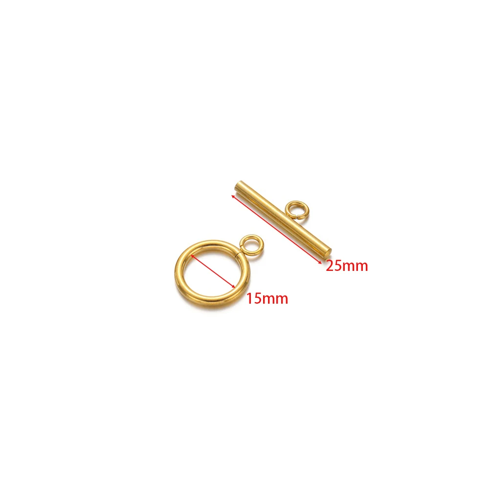 5 Sets OT-Verschluss aus Edelstahl mit Knebelverschlüssen, runder Stabverbinder für DIY-Schmuckherstellung, Armbandhaken, Basteln, Halsketten, Zubehör – Detail 3