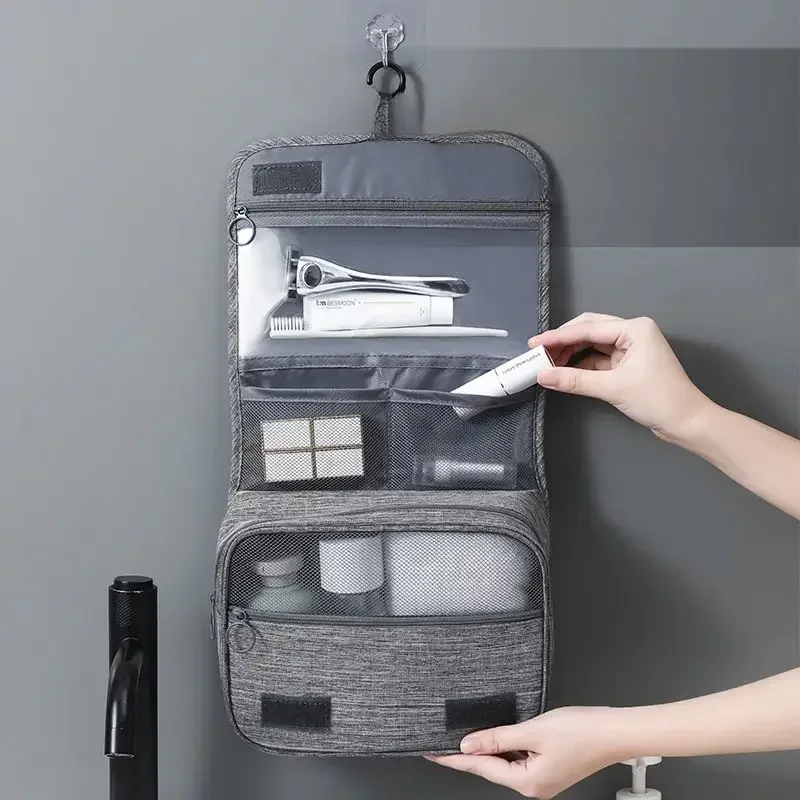 Foldable Toiletry Bag Organizer Hanging Storage Bag Bathroom Makeup Bag Case Travel Dry And Wet Separation Cosmetic Bag