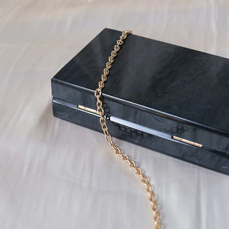 Neue Trendige Handtasche Mode Damentaschen Schwarze Einfarbige Acryl Luxus Party Abendtasche Damen Hochzeit Niedliche Vintage Box Clutch Geldbörse – Detail 8