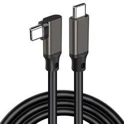 Enhanced USB C to USB C 90° Cable - 20Gbps, 4K@60Hz, 5A 100W PD Fast Charging - 0.5m (Gray PVC)