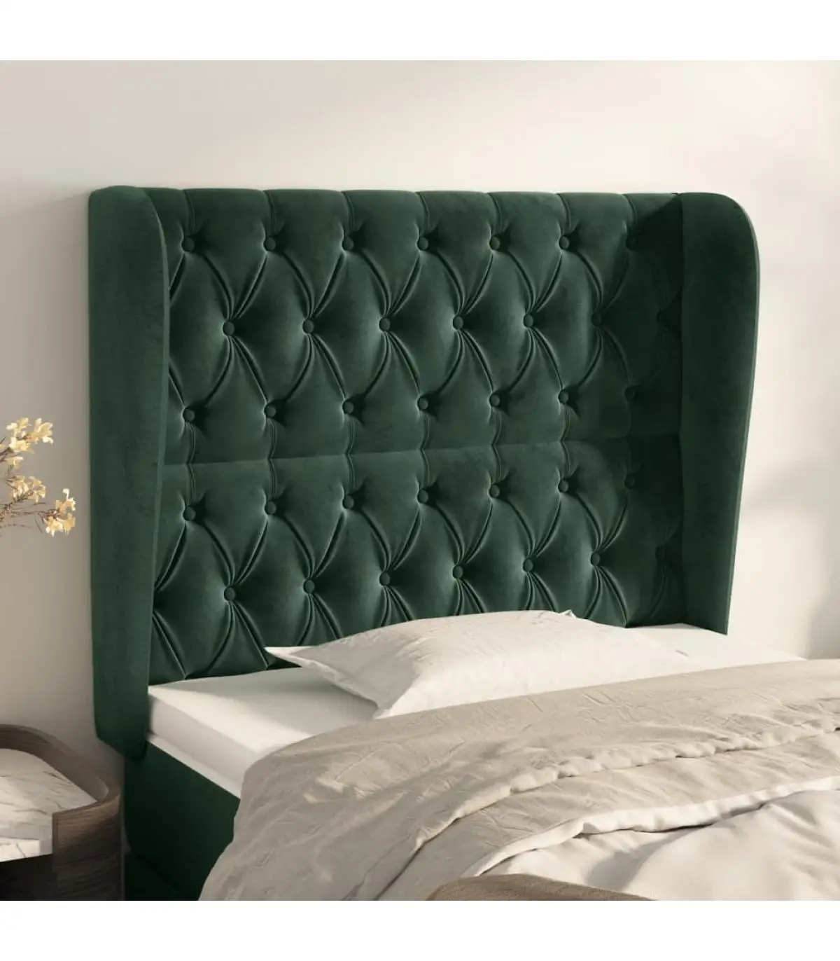 HeadboardsandFeetHeadboardwithDarkGreenVelvetEars103x23x118