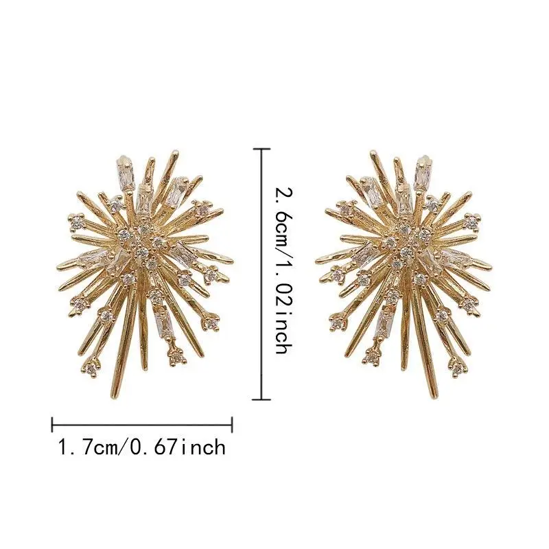 Trendy Sparking Snowflake Firework Earrings for Women Exquisite Shiny Zircon Imitation Pearl Christmas Party Jewelry Gift