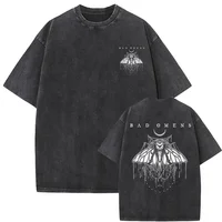 Washed Vintage Bad Omens Print T-shirt Funny Moth Graphic Tshirt Men Women Fashion Hip Hop Streetwear Short Sleeve T-shirts Male 1