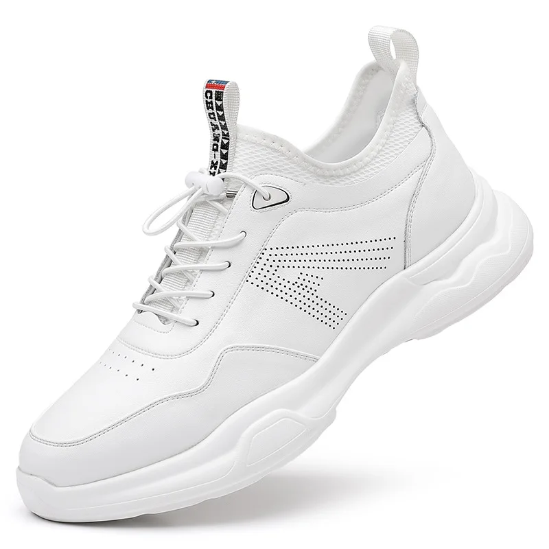 Seasons Fashion Casual Men's Shoes Designer New Soft Sole Hollow Male Leather Shoes Solid Color Elastic Belt Men's Sneakers