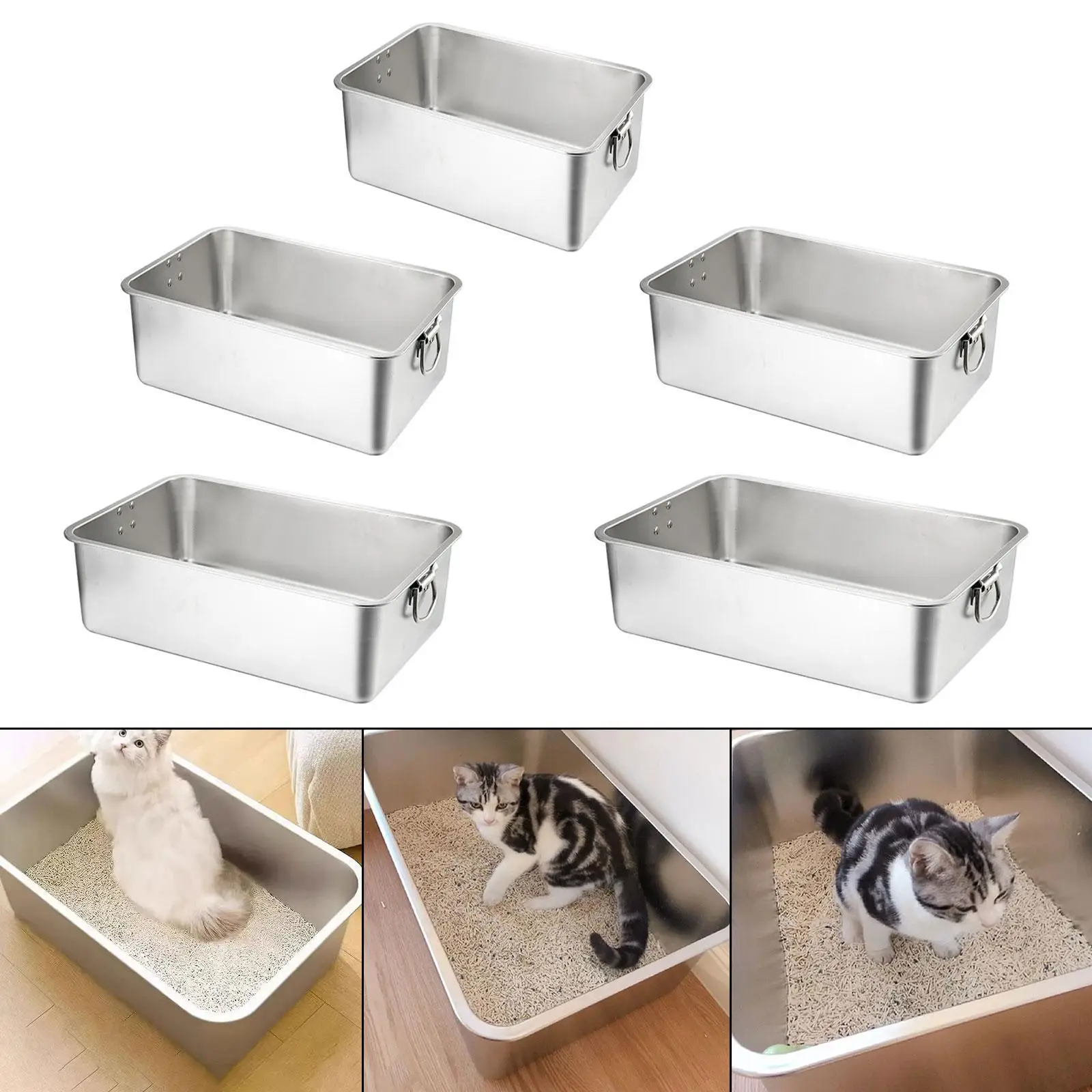 Stainless Steel Litter Box Catering Food Pan High Side High Sided Litter Pan