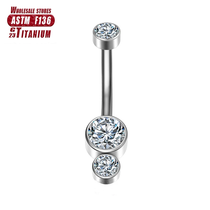 F136 Titan Nabel Piercing Zirkon Membran Clicker Scharnier Segment Charming Bauchnabel Ring Körper Schmuck Frau Zubehör – Detail 9