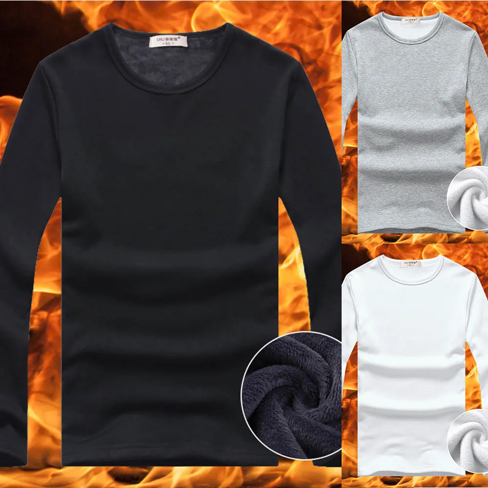 T-Shirt Bottoming Shirt Clothes Comfort Fashion Thermal Thickened Underwear Winter Bottom Fleece Slim Soft Tops Warm