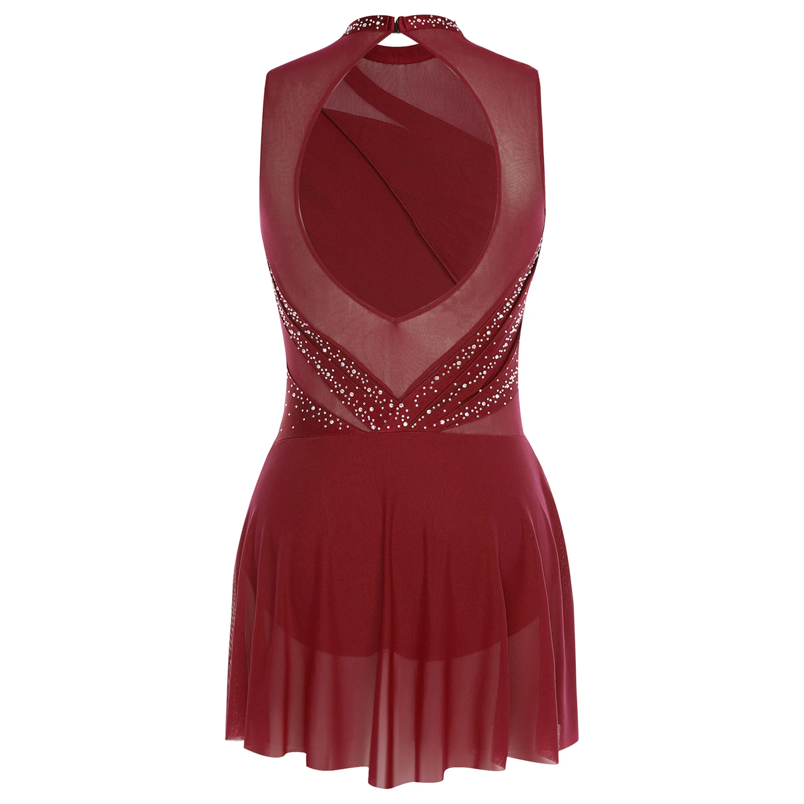 Damen Strass Gymnastik Künstlerisches Eiskunstlauf Tanzkostüm Rhythmus Latein Ballett Lyrisches Tanzkleid Performance Outfits – Detail 23