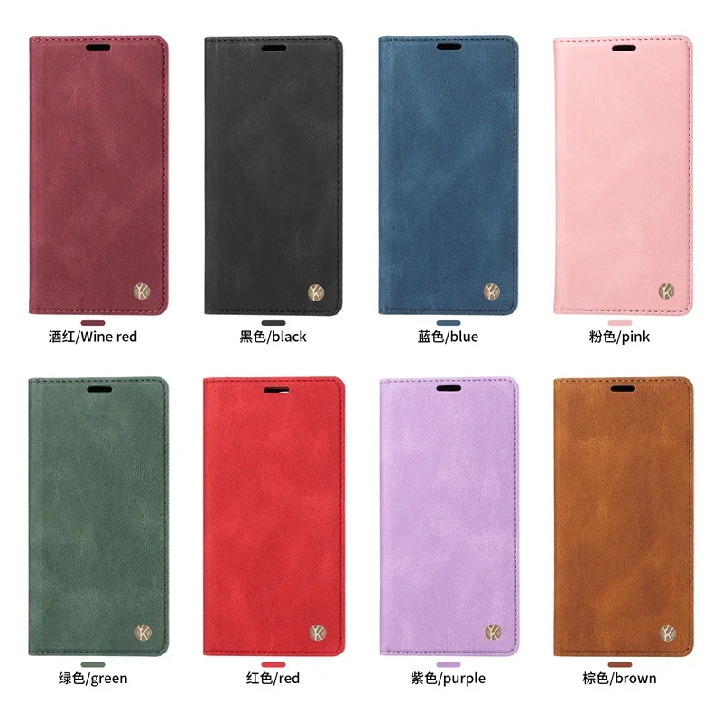 Magnetic Leather Flip Wallet Case - Premium Book-Style Cover