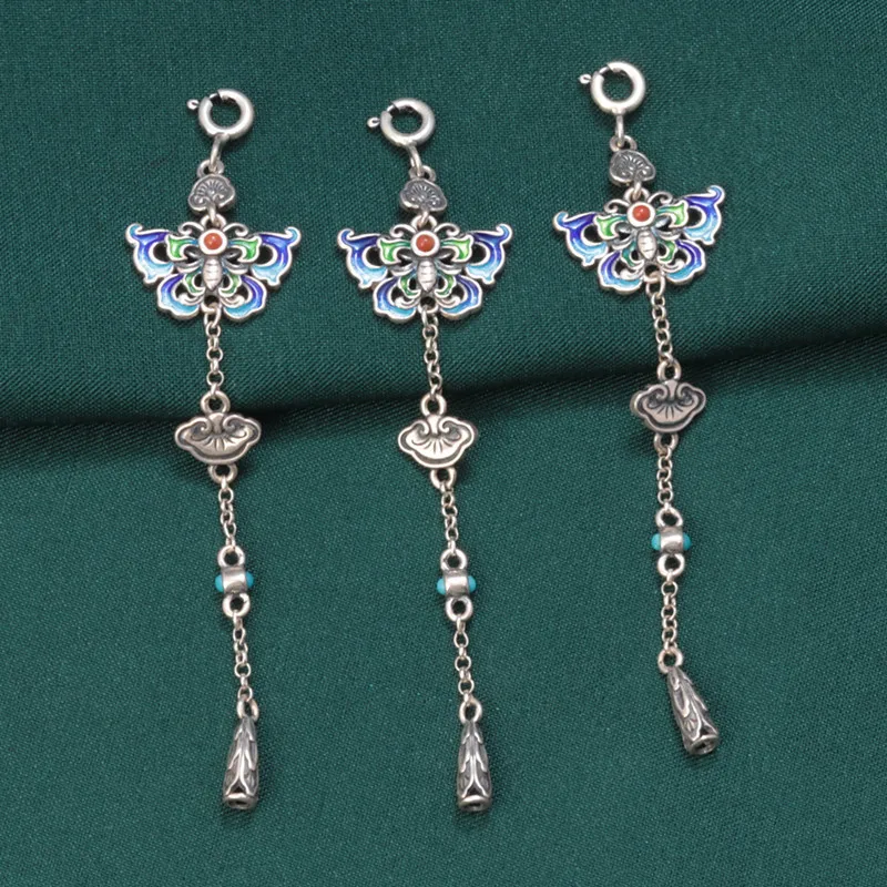 

925 sterling silver hollow out the butterfly tassel pendant long hang pendant charm accessories