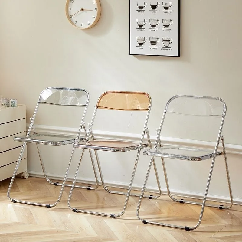 Portable Minimalist Photo Prop Makeup Stool Home Kitchen Shop Furniture Living Room Acrylic Transparent Folding Dining Chair