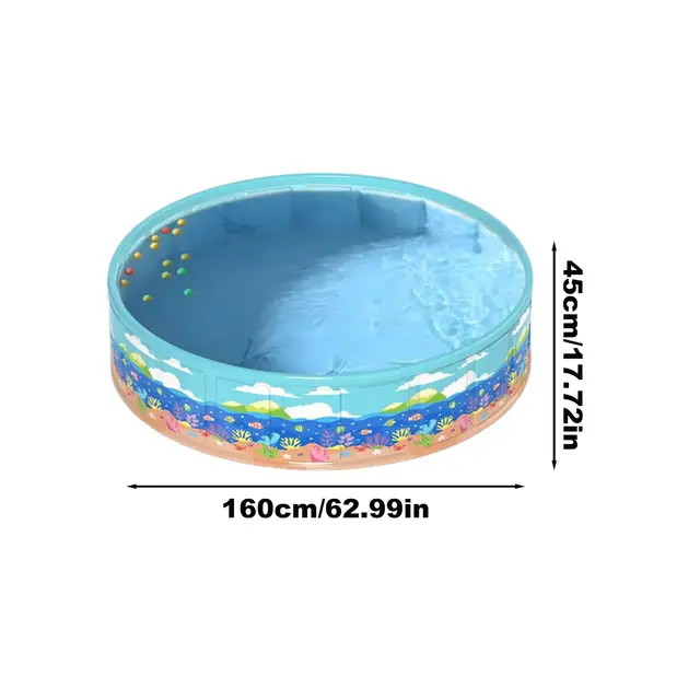 Wading Pool For Kids PVC Foldable Wading Pool Non-Inflatable For Child Save Space Design Bathing Tub Anti-Slip For Water Party 6