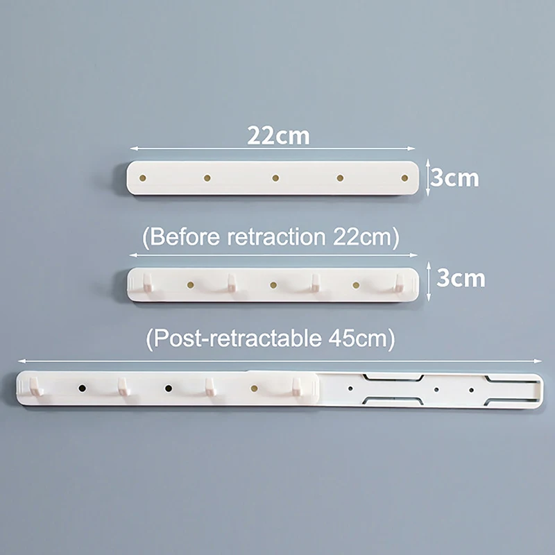 Slide Stretch Hook Wall Mounted Gap Expansion Sticky Hook Towel Hanger Kitchen Bathroom Space Saving Storage Hooks