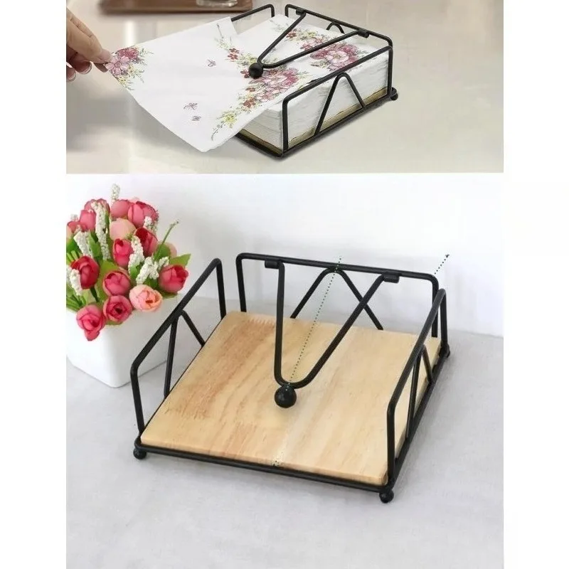 Sophisticated Wooden Base Napkin Dispenser with  Accents Ideal for Home  Countertop Use Tissue Holder for Versatile Settings.