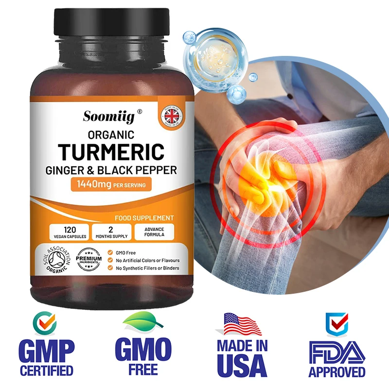 Organic Turmeric Ginger & Black Pepper Blend Capsules Joint Health Supplement Joint Flexibility and Cushioning