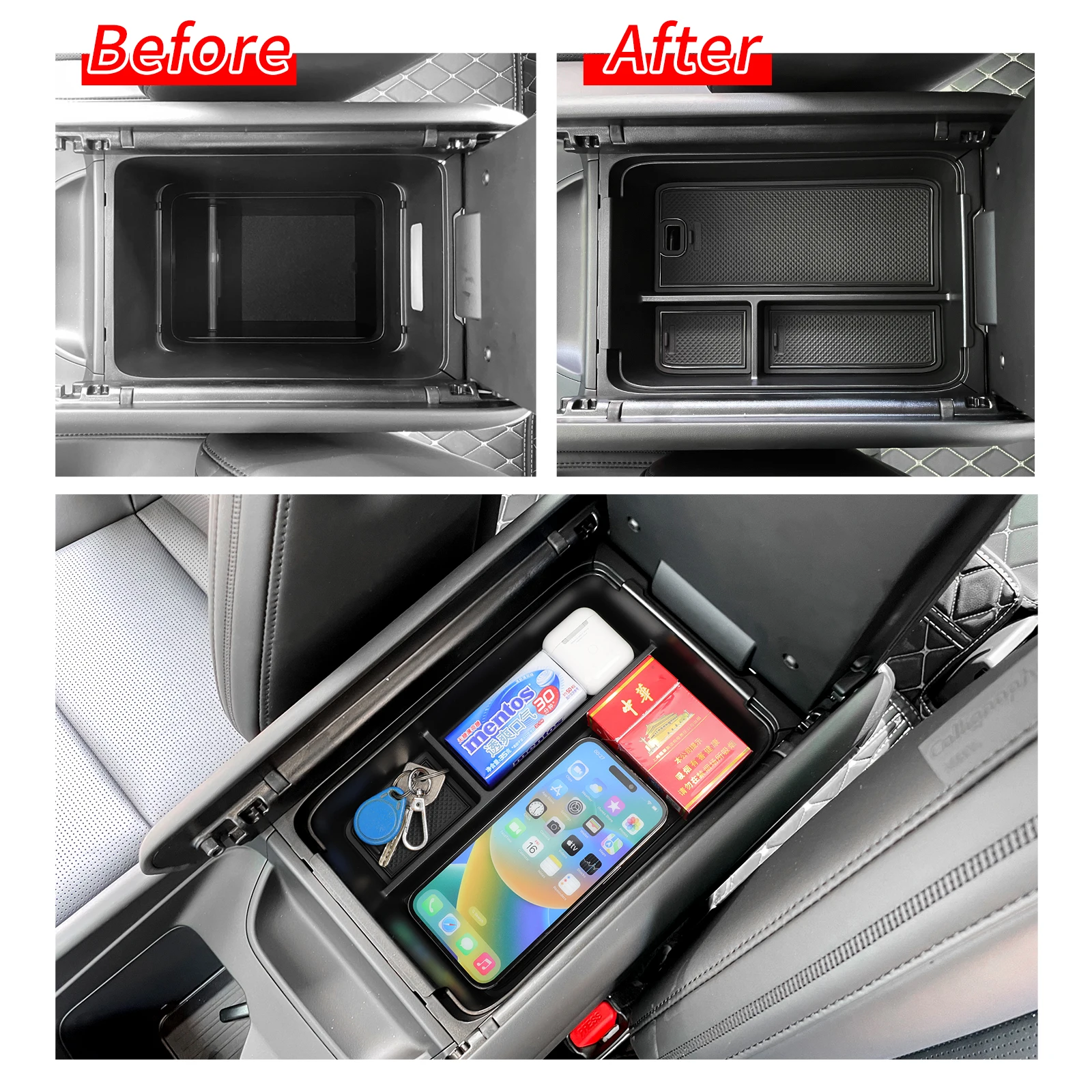 CDEFG Compatibile con 2023 2024 2025 BYD Seal U EV/Seal U DM-i Hybrid Consolle Centrale Armadietto portaoggetti Auto Center Console Organizer Tray Seal U 2025 Accessori (Nero