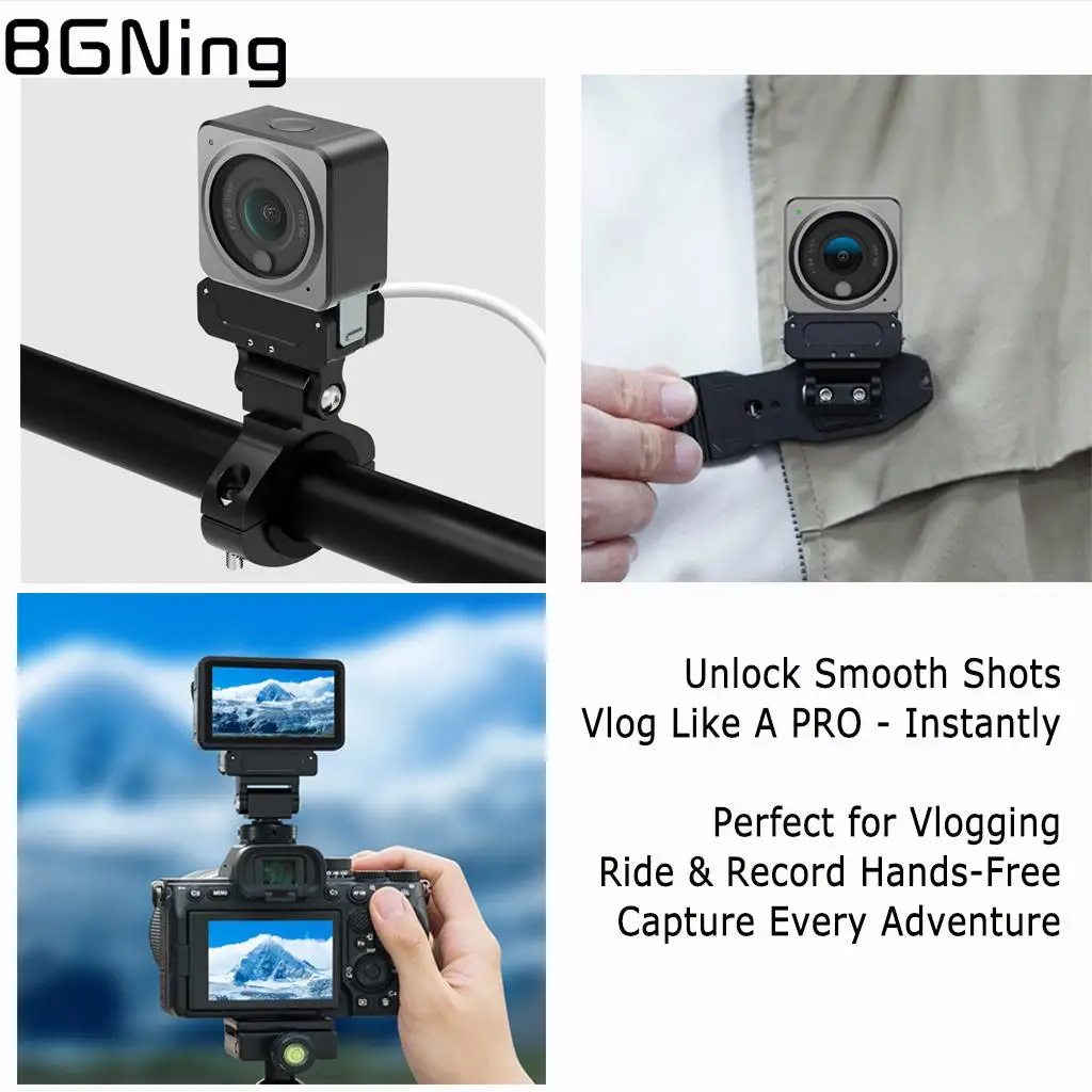 Magnetischer Kaltschuh-Adapter mit Schnellverschluss 360° ° Dämpfung einstellbar 1/4 Zoll für DJI Osmo Action 5Pro 4 3 2 Kamera-Fahrradlenkerhalterung