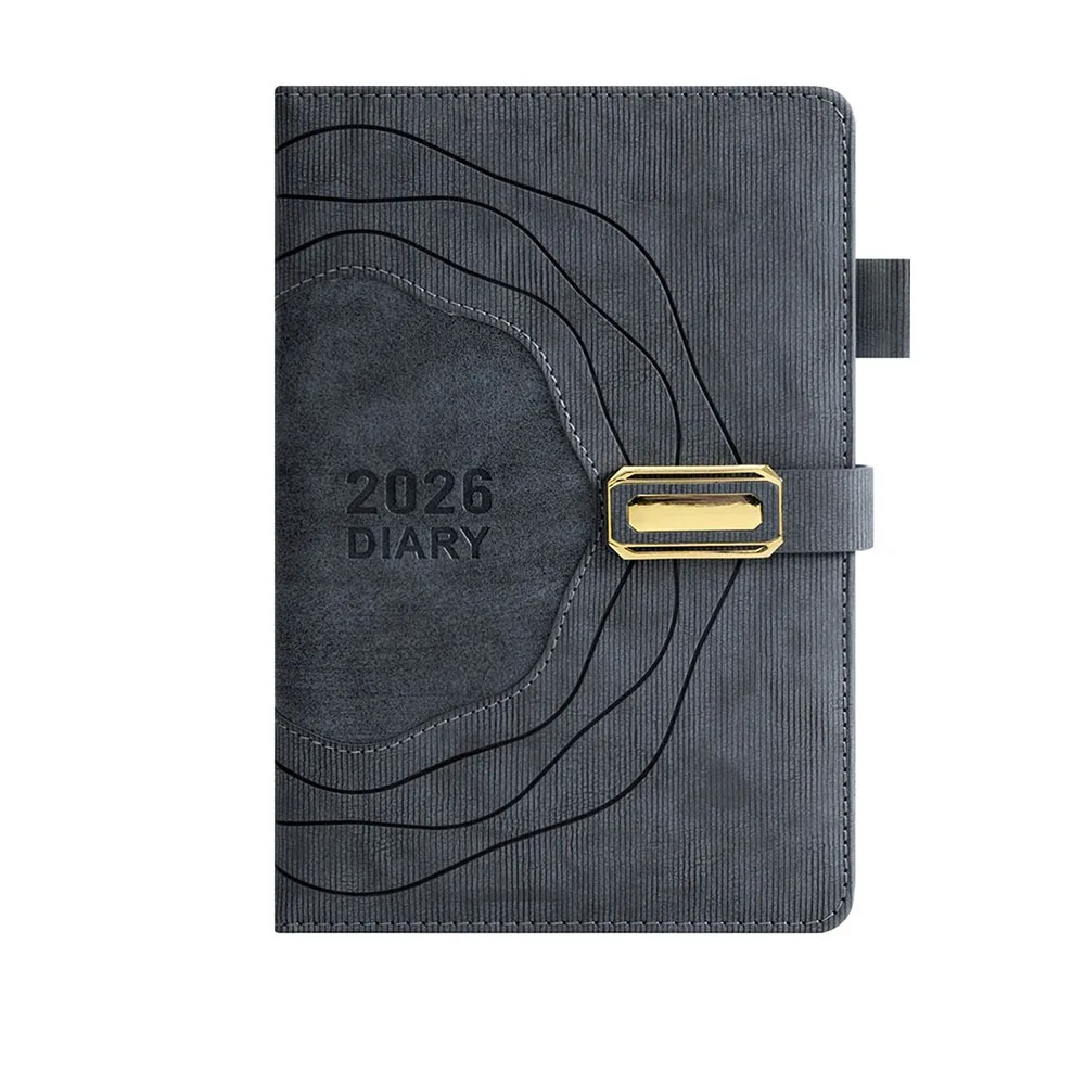 מחברת תכנון עם לוח שנה באנגלית 365 ימים ליום 2026, עמוד אחד מעובה, ספר תכנון A5 ויעילות