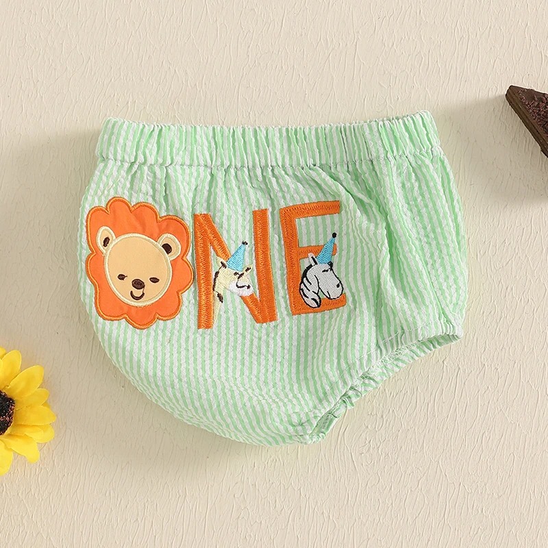 Toddler Boy Summer Shorts Birthday Outfit Letter Embroidery Striped Casual Elastic Short Pants for Newborn Baby